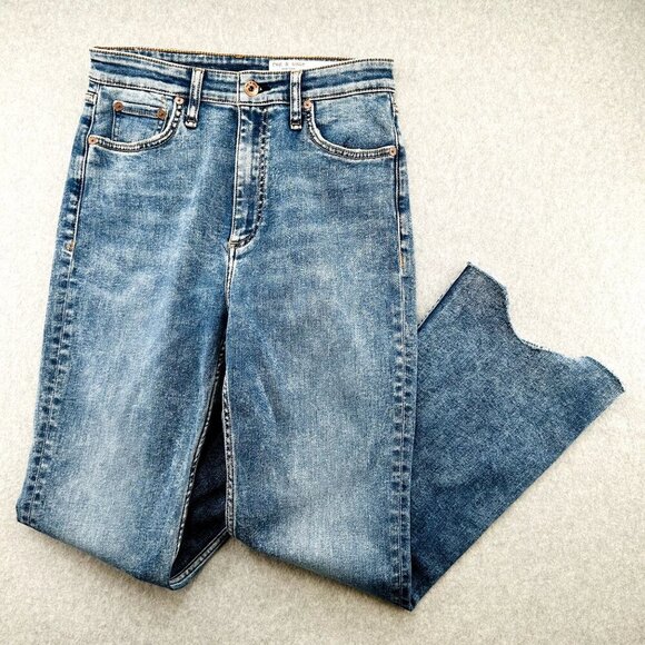 Rag & Bone Casey High Rise Flare Jeans Size 28 Pebbles Wash Raw Hem Ankle Denim - Picture 6 of 16